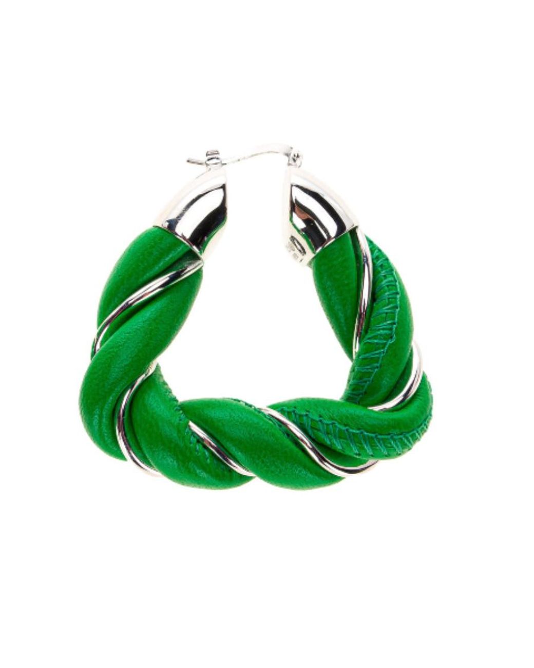Bottega Veneta Green Woven Hoop Earrings
