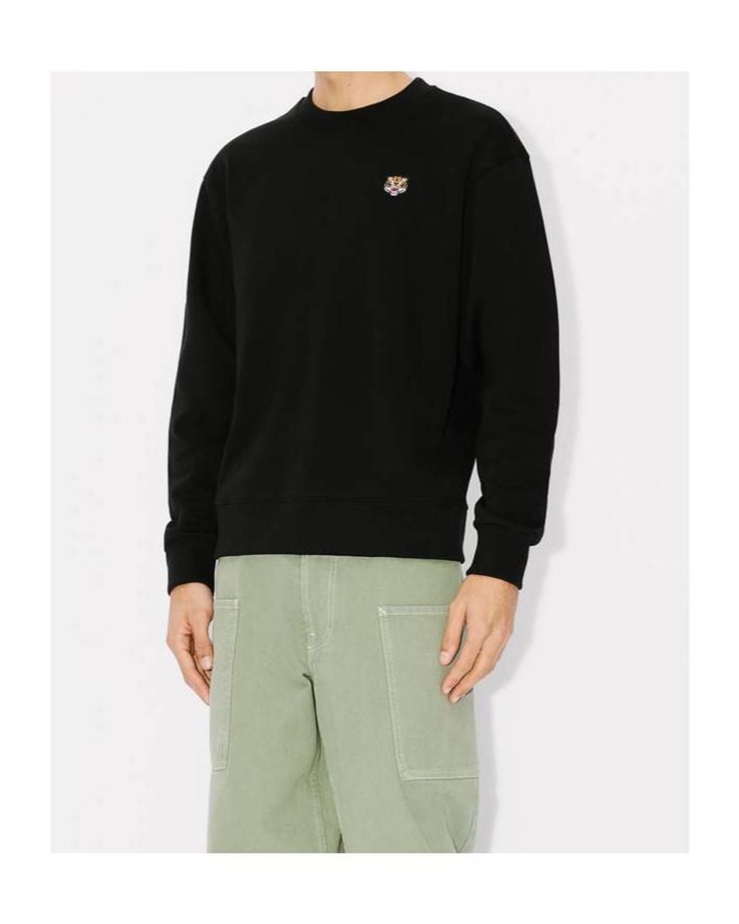KENZO Black Lucky Tiger Embroidered Crewneck Sweatshirt for men