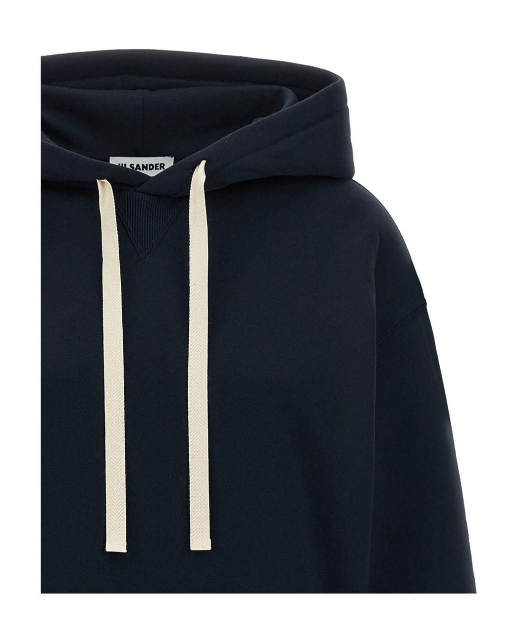 Jil Sander Blue Logo-Print Dropped-Shoulder Hoodie