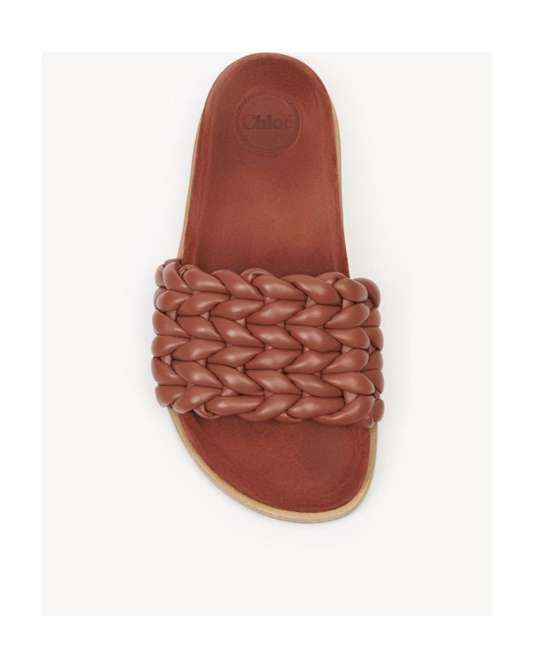 Chloé Brown Logo Logo Woven Leather Flip-Flops