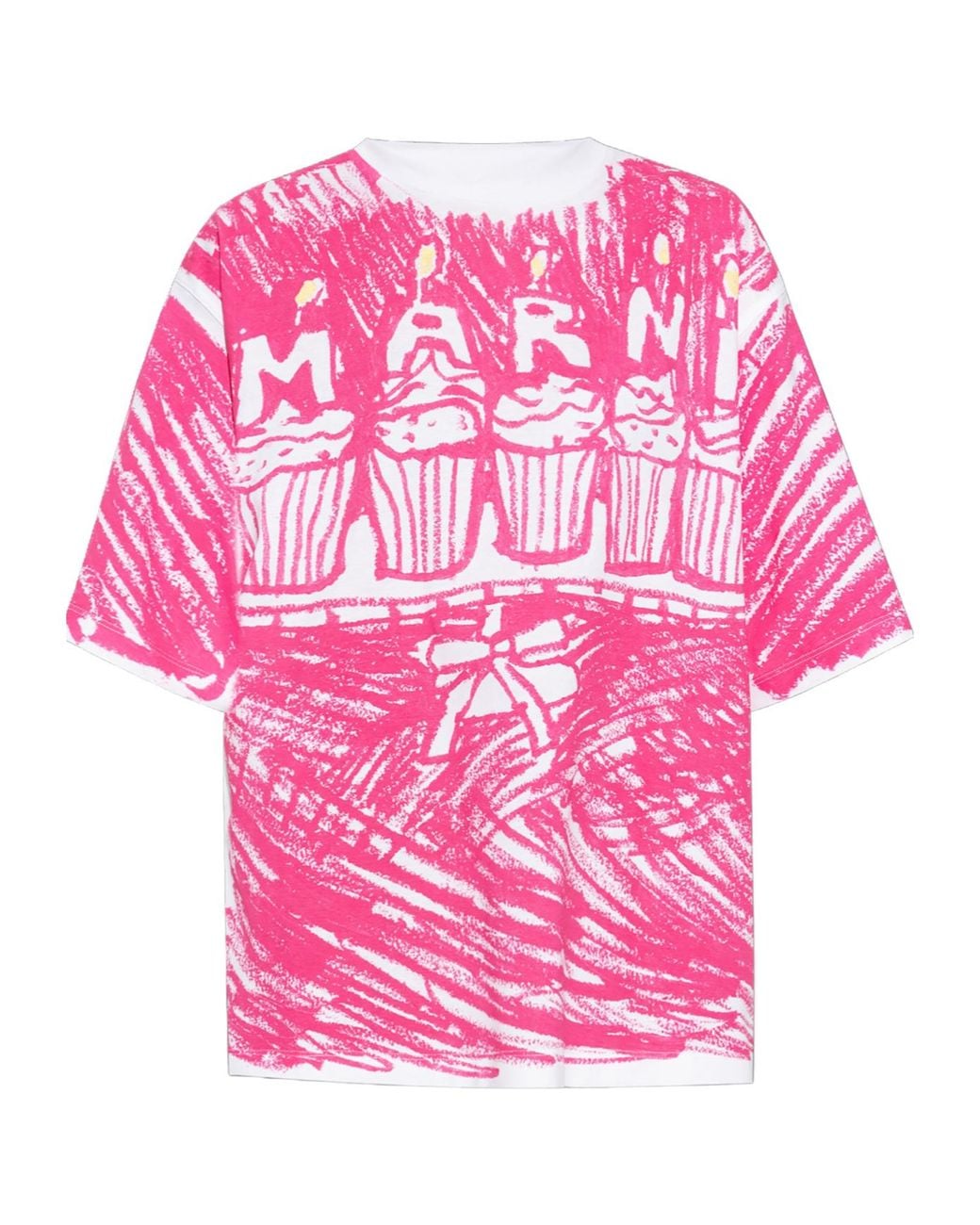 Marni Pink All-Over Printed Crewneck T-Shirt