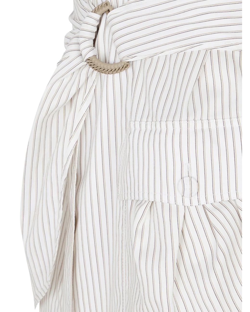 Fendi White Striped Ring Buckle Belted Jacket