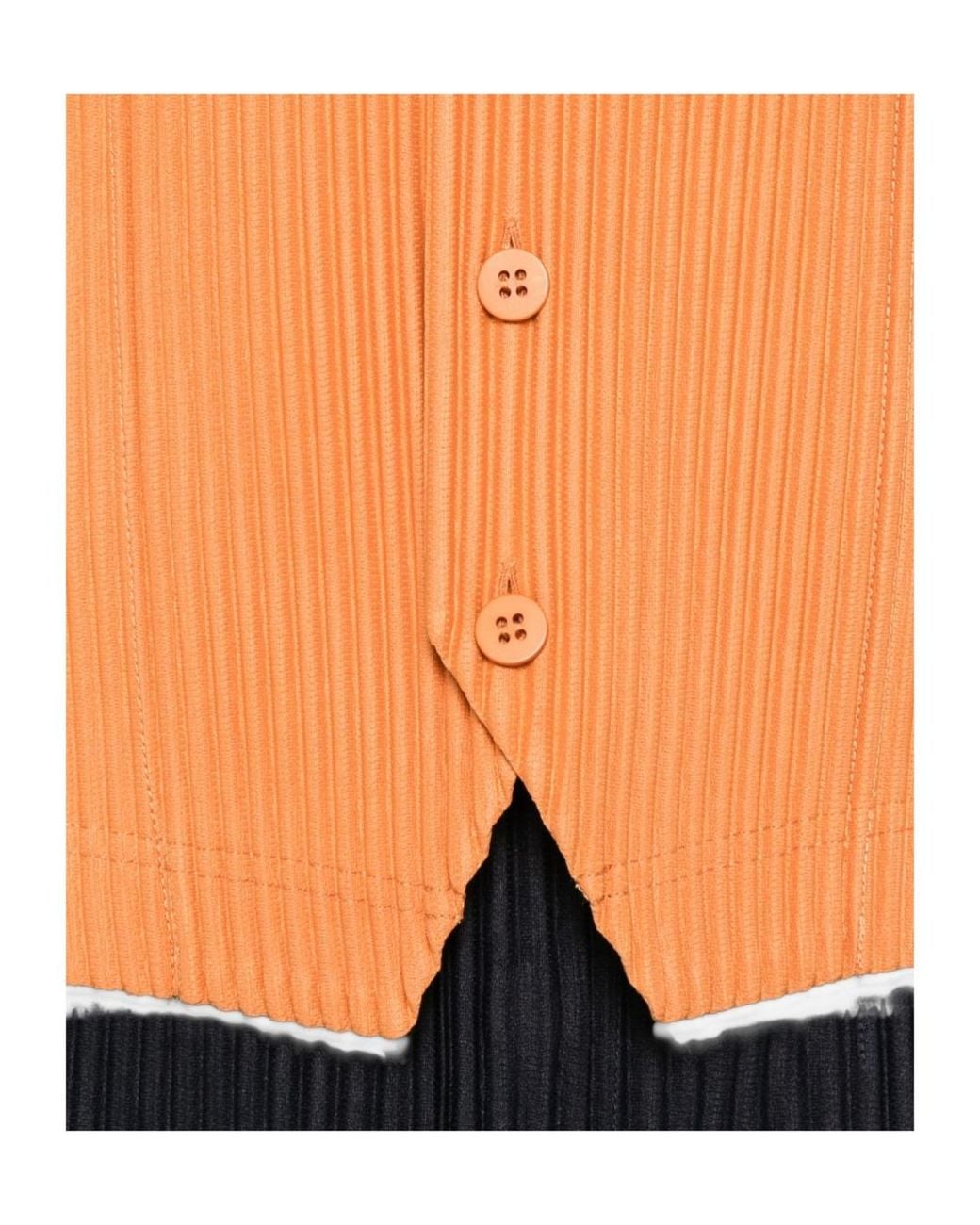 Homme Plissé Issey Miyake Orange Plissé-Effect V-Neck Sweater for men