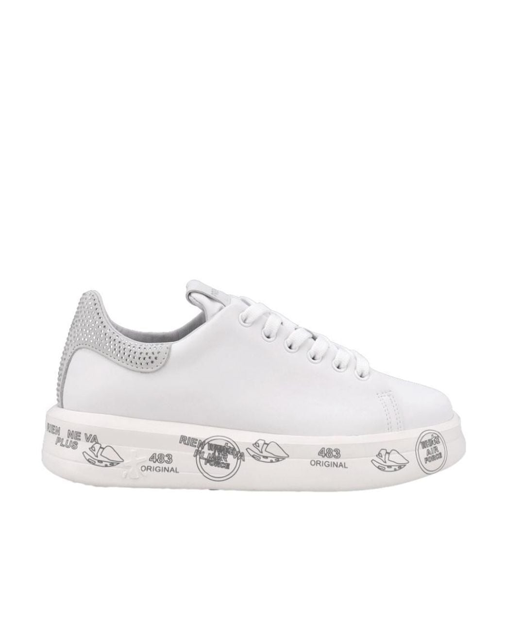 Premiata White Low-Cut Flat Casual Shoes