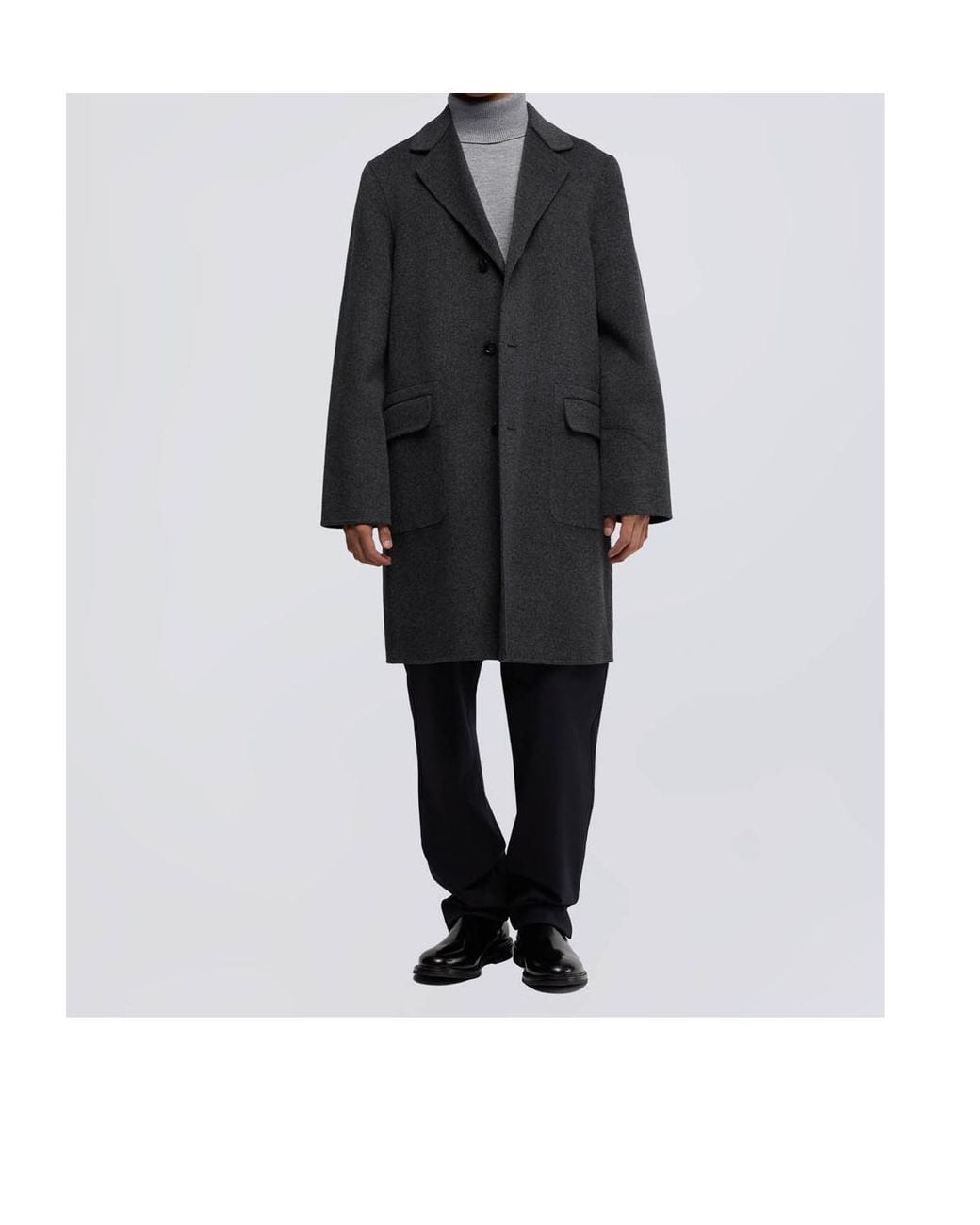 Aspesi Black Double-Layer Wool Coat for men