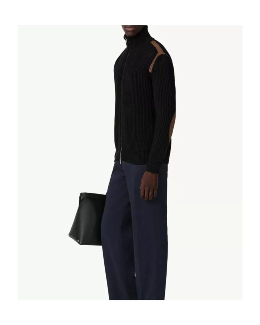 MM6 by Maison Margiela Black Ribbed-Knit Panelled Jacket for men