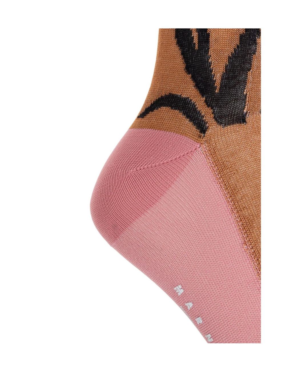 Marni Pink Floral Motif Knitted Socks