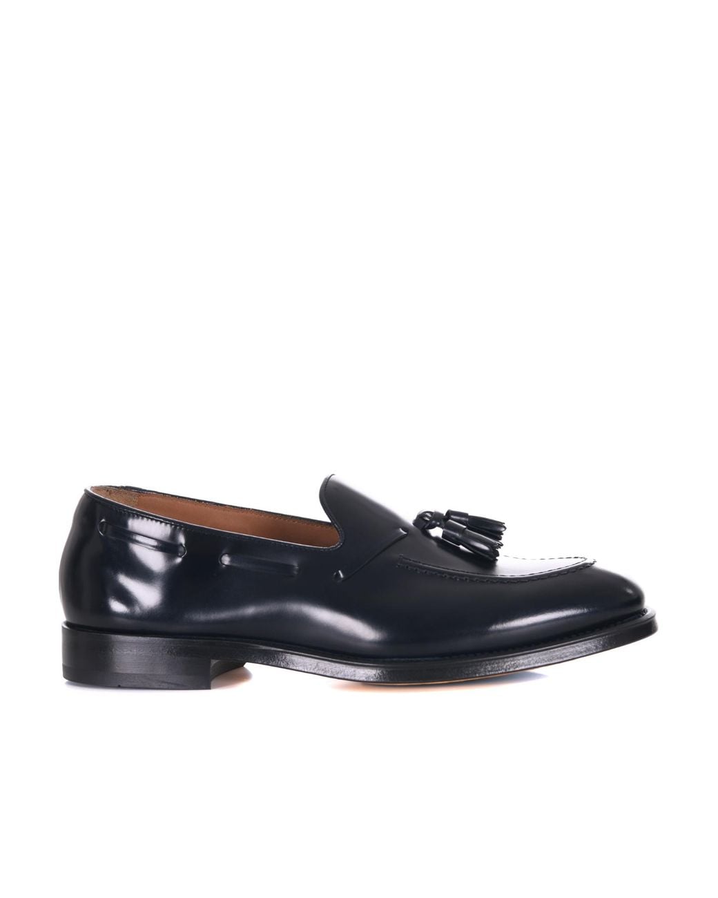 Doucal's Blue Almond Toe Tasseled Loafers for men