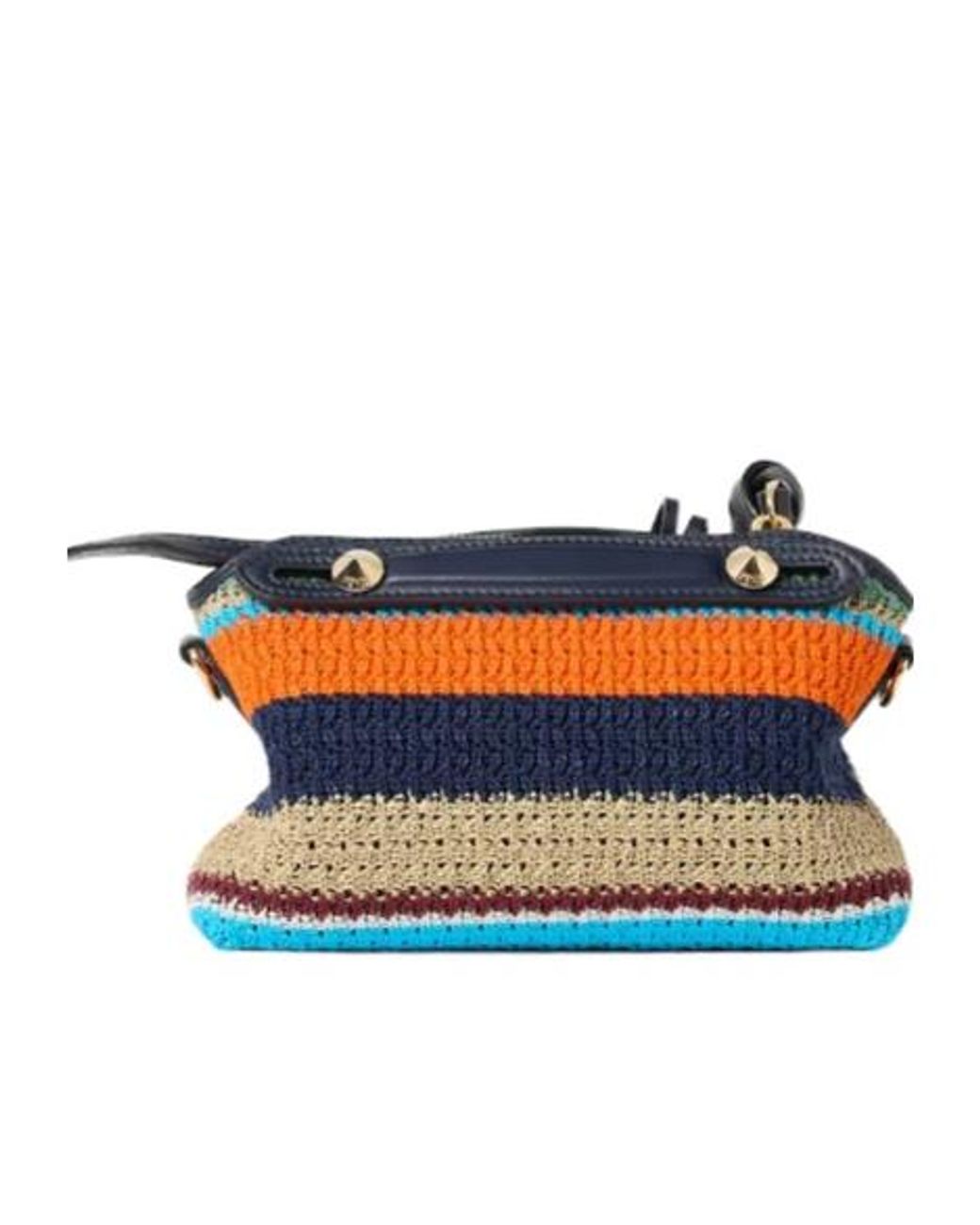 Fendi Blue By The Way Striped Crochet Tote Bag