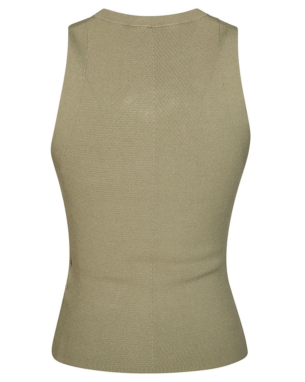 DIESEL Green Caddix Logo Plaque Ribbed-Knit Top