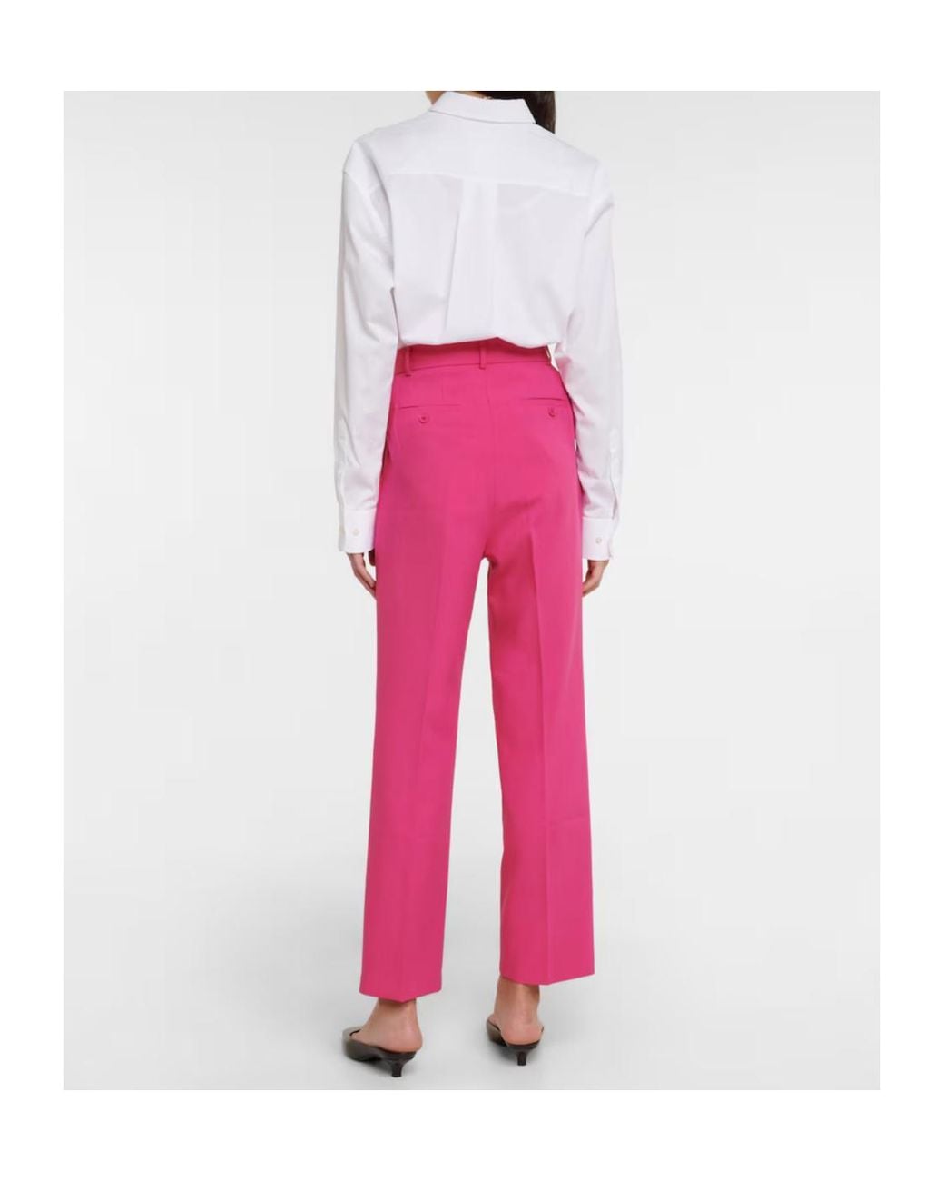 Frankie Shop Pink High-Waisted Straight-Leg Casual Pants