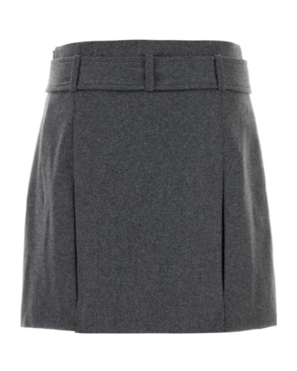 A.P.C. Gray Belted Pleated Mini Skirt