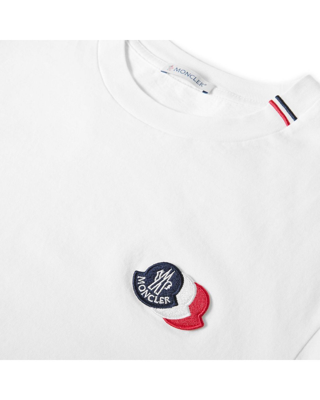 Moncler White Logo Crew Neck T-Shirt for men