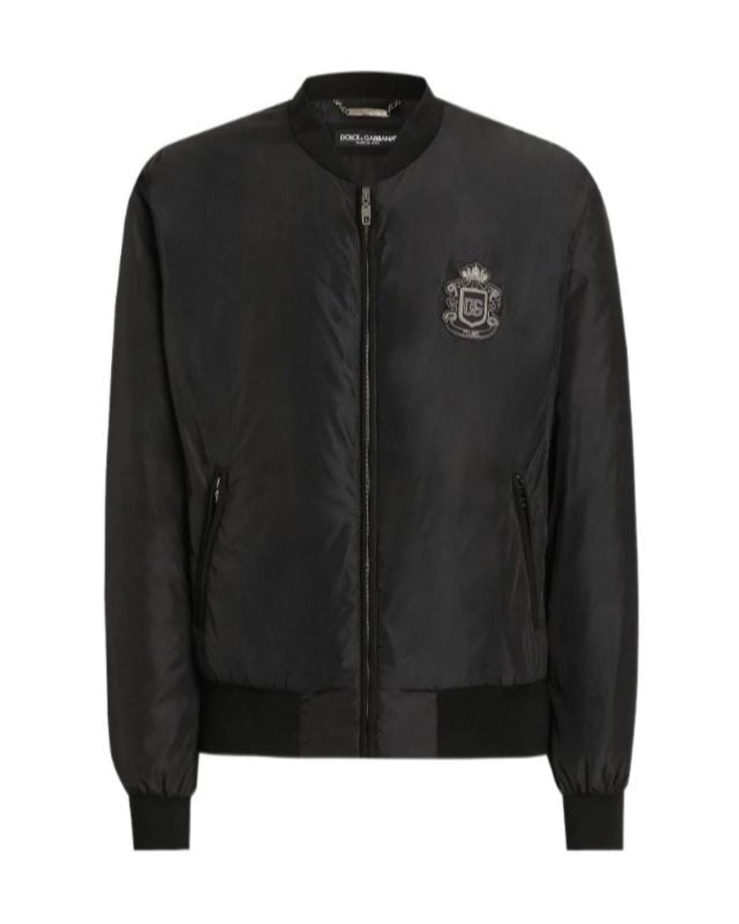 Dolce & Gabbana Black Nylon Crest Bomber Jacket for men