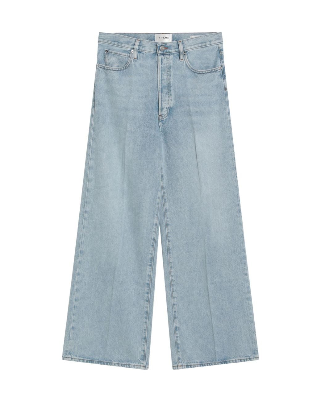 FRAME Blue High-Waisted Wide-Leg Casual Pants