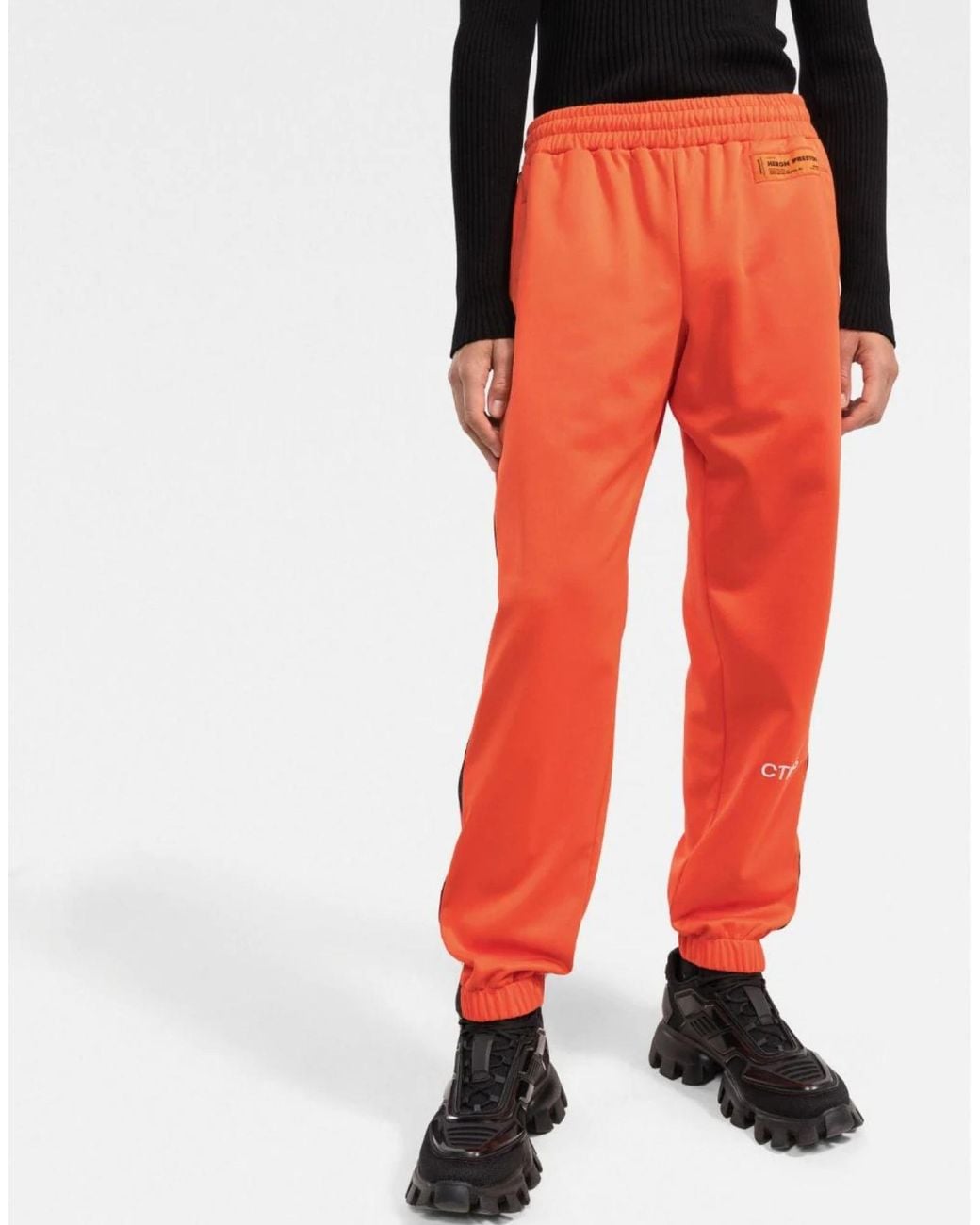Heron Preston Orange Logo Sweatpants for men