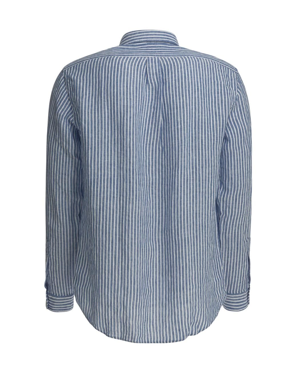 Polo Ralph Lauren Blue Logo Detailed Striped Shirt for men