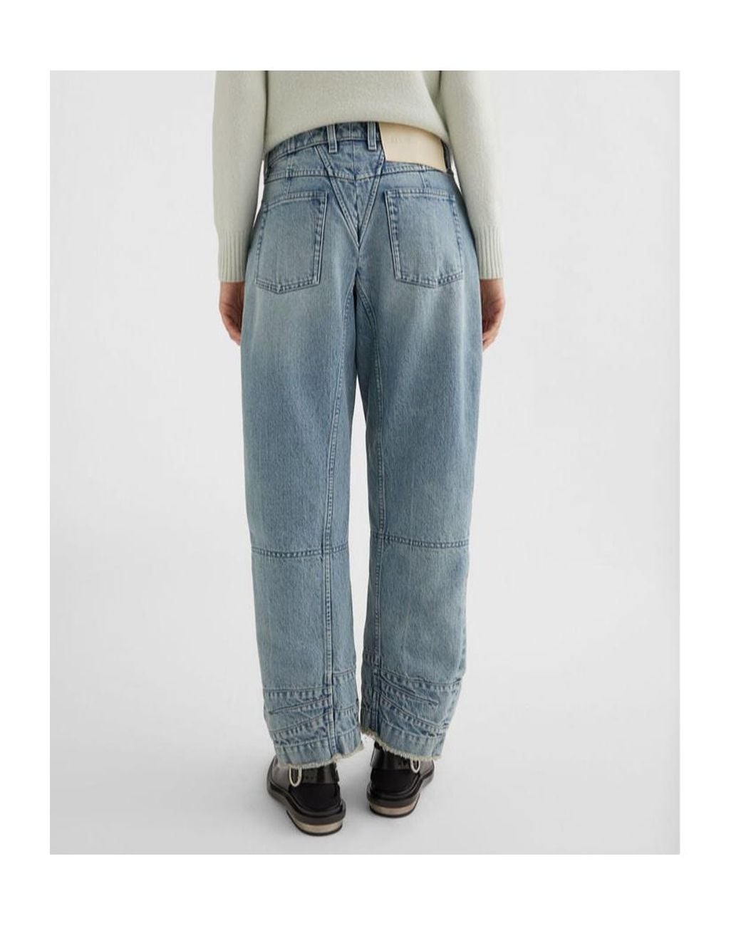Jil Sander Blue Tapered-Leg Frayed-Hem Jeans