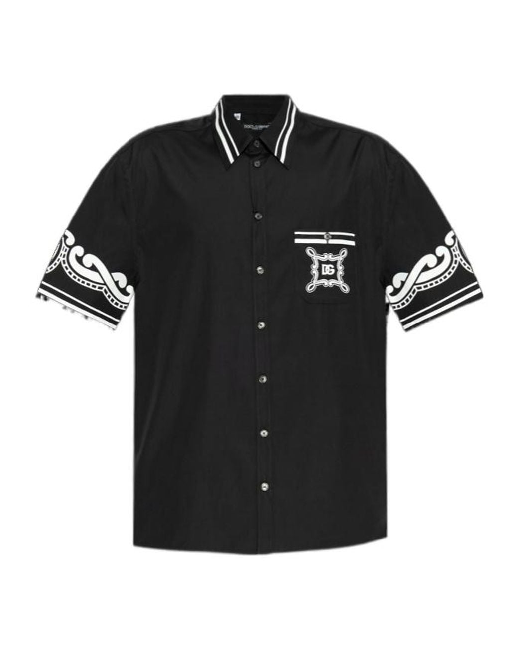 Dolce & Gabbana Black Logo Printed Short-Sleeved Shirt for men