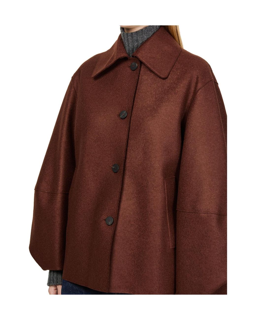 Harris Wharf London Brown Puff-Sleeved Jacket