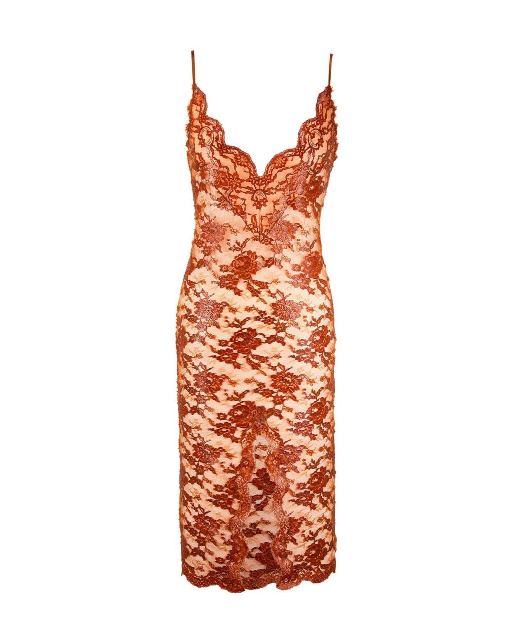 Saint Laurent Orange Spaghetti-Strap Dress