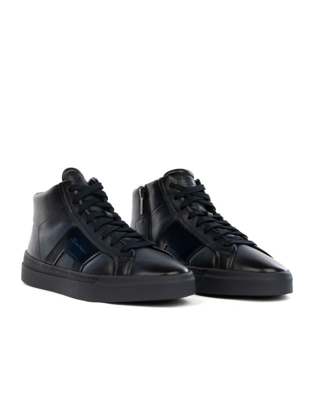 Santoni Blue Round-Toe Sneakers for men