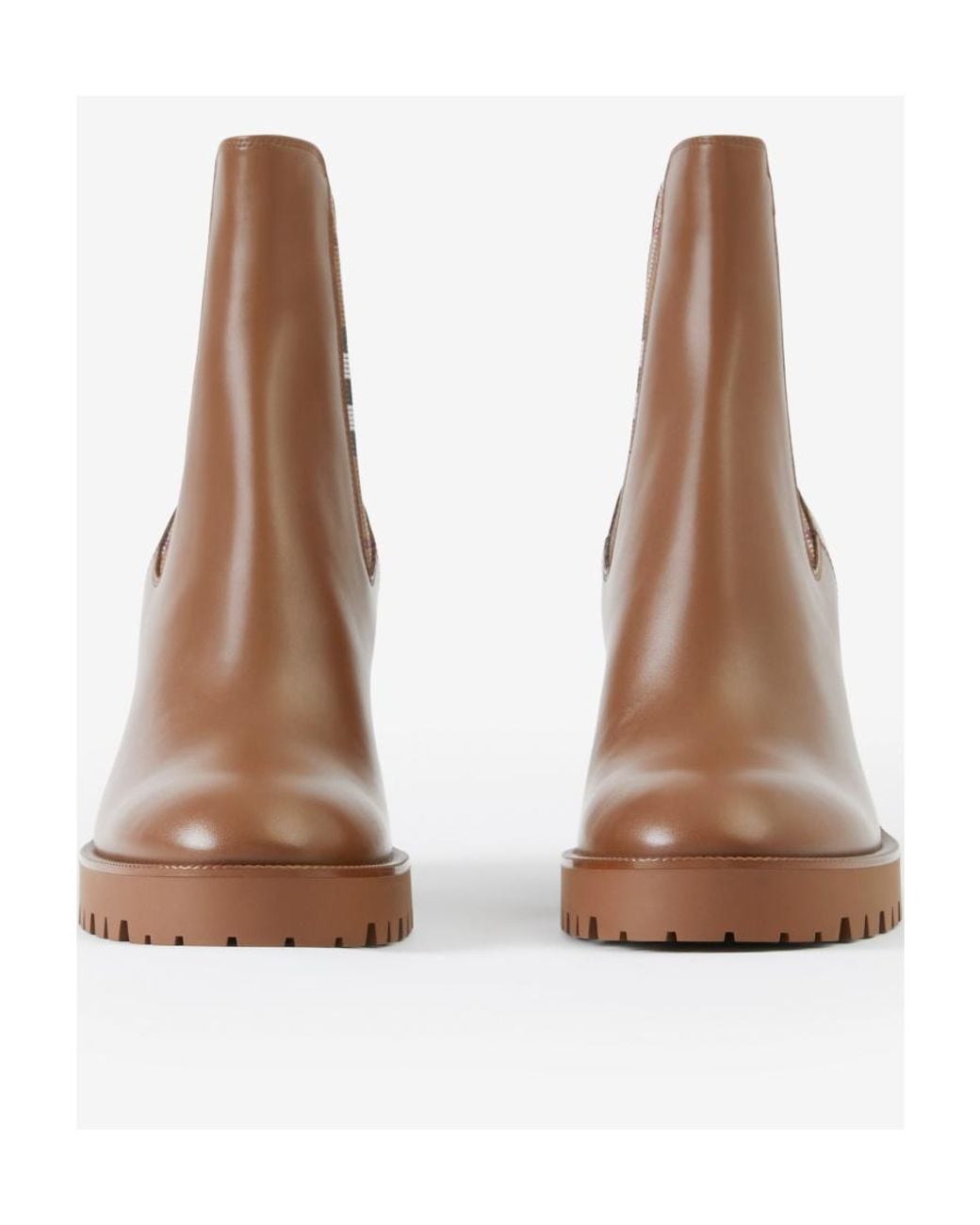 Burberry Brown New Allostock Check Panel Ankle Boots