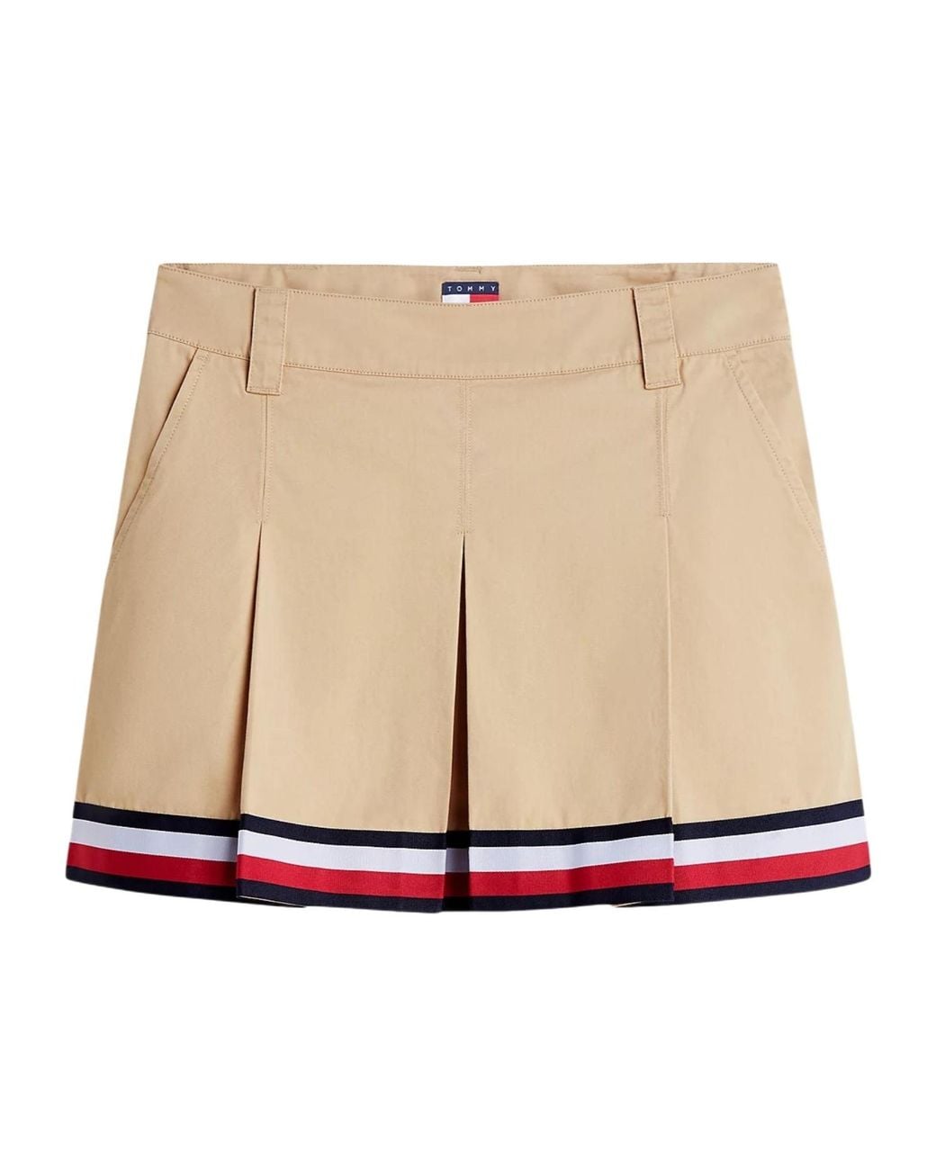 Tommy Hilfiger Natural Global Stripe Tape Pleated Mini Skirt