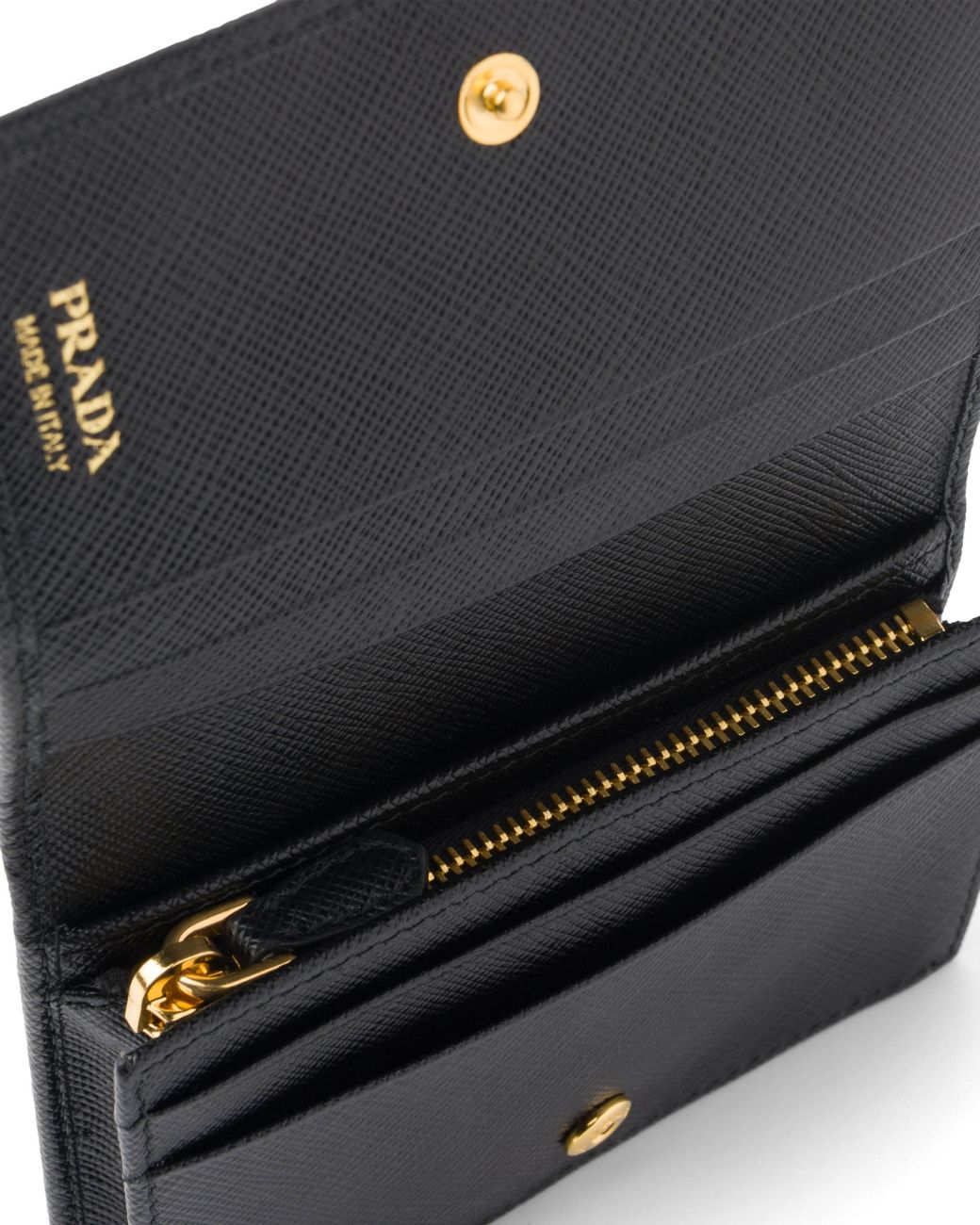 Prada Black Saffiano Compact Wallet