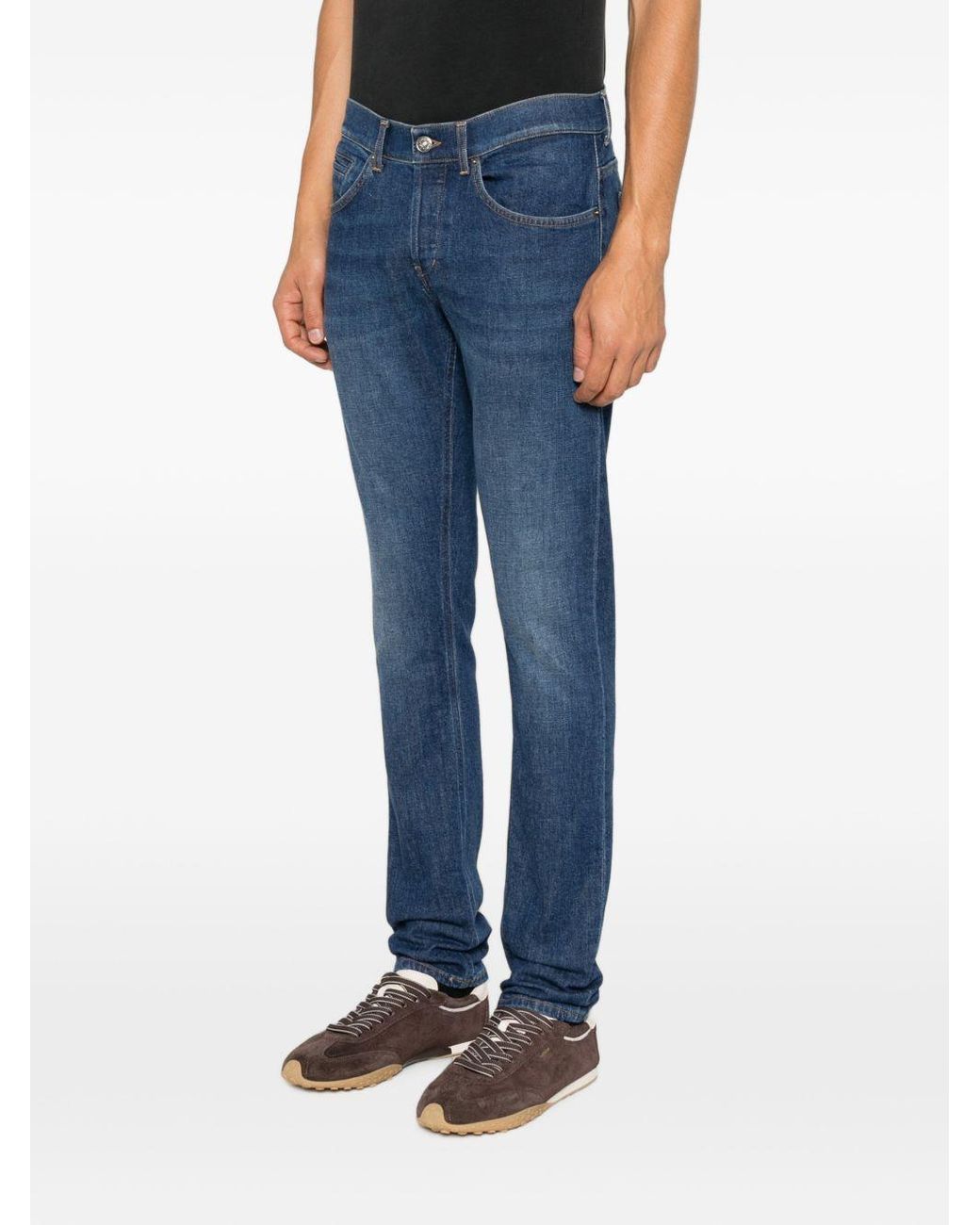Dondup Blue Faded-Detail Denim Trousers for men