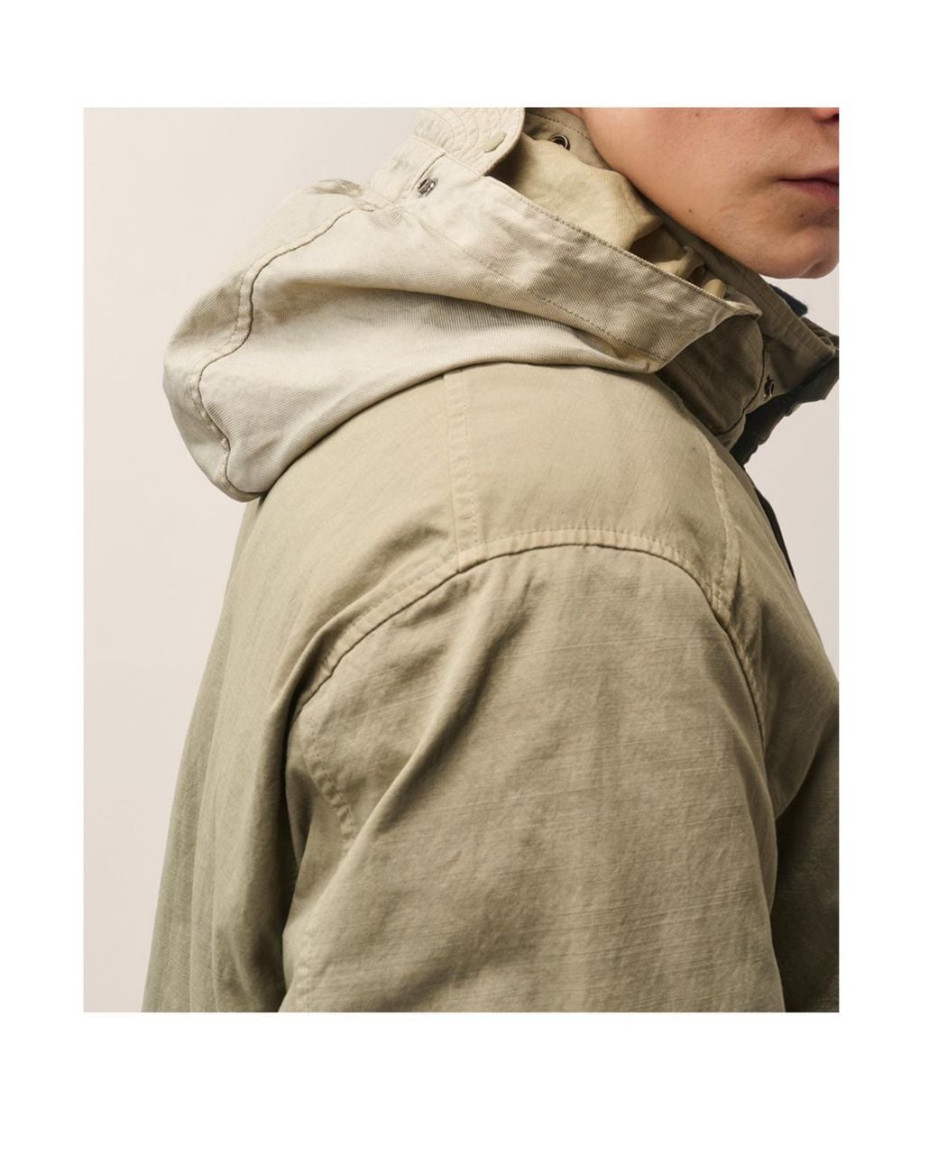C P Company Green Twill-Blend Hooded Jacket With Lens Detail for men