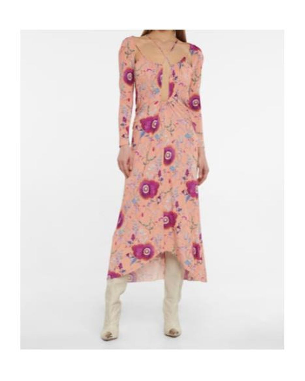 Isabel Marant Pink Jadessi Floral Cutout Midi Dress