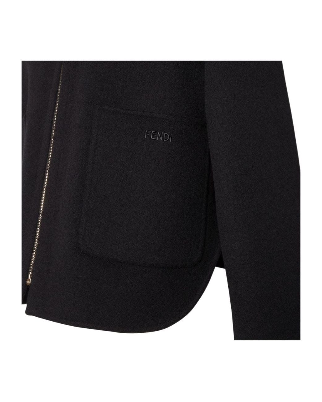 Fendi Black Wool Double Fabric And Mink Blouson