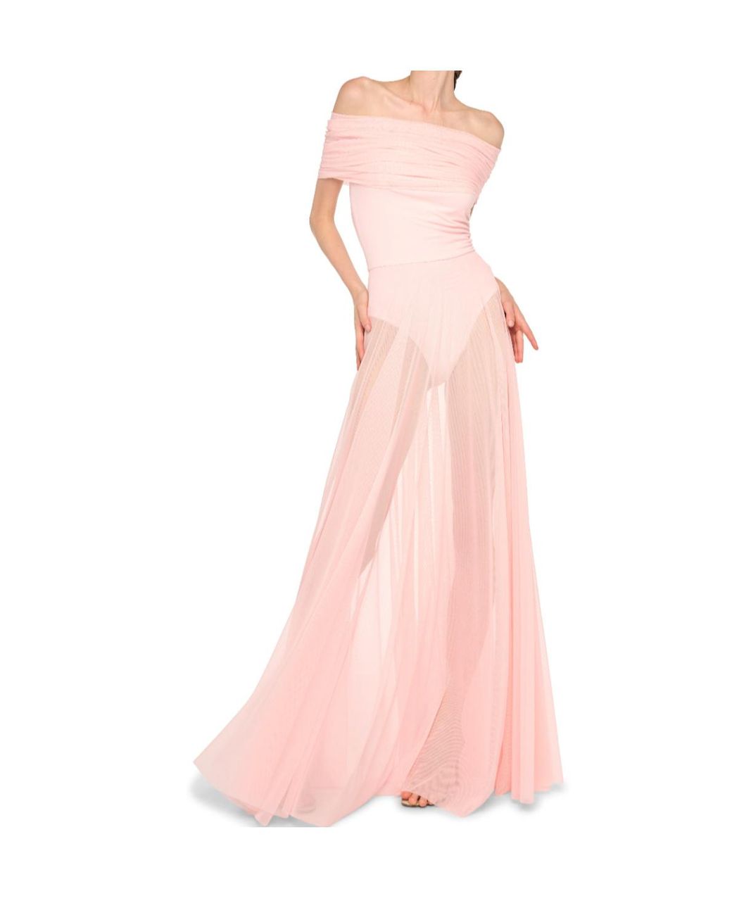 Norma Kamali Pink Cowl-Neck Maxi Dress