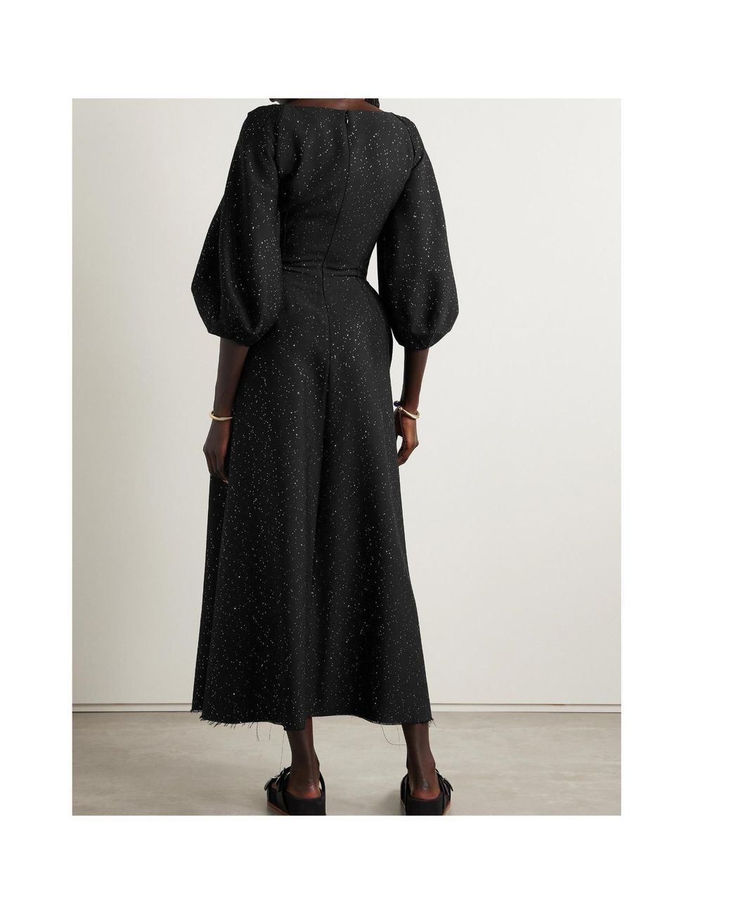 Gabriela Hearst Black Madyn Buckled Cutout Sequin-Embellished Wool-Blend Maxi Dress