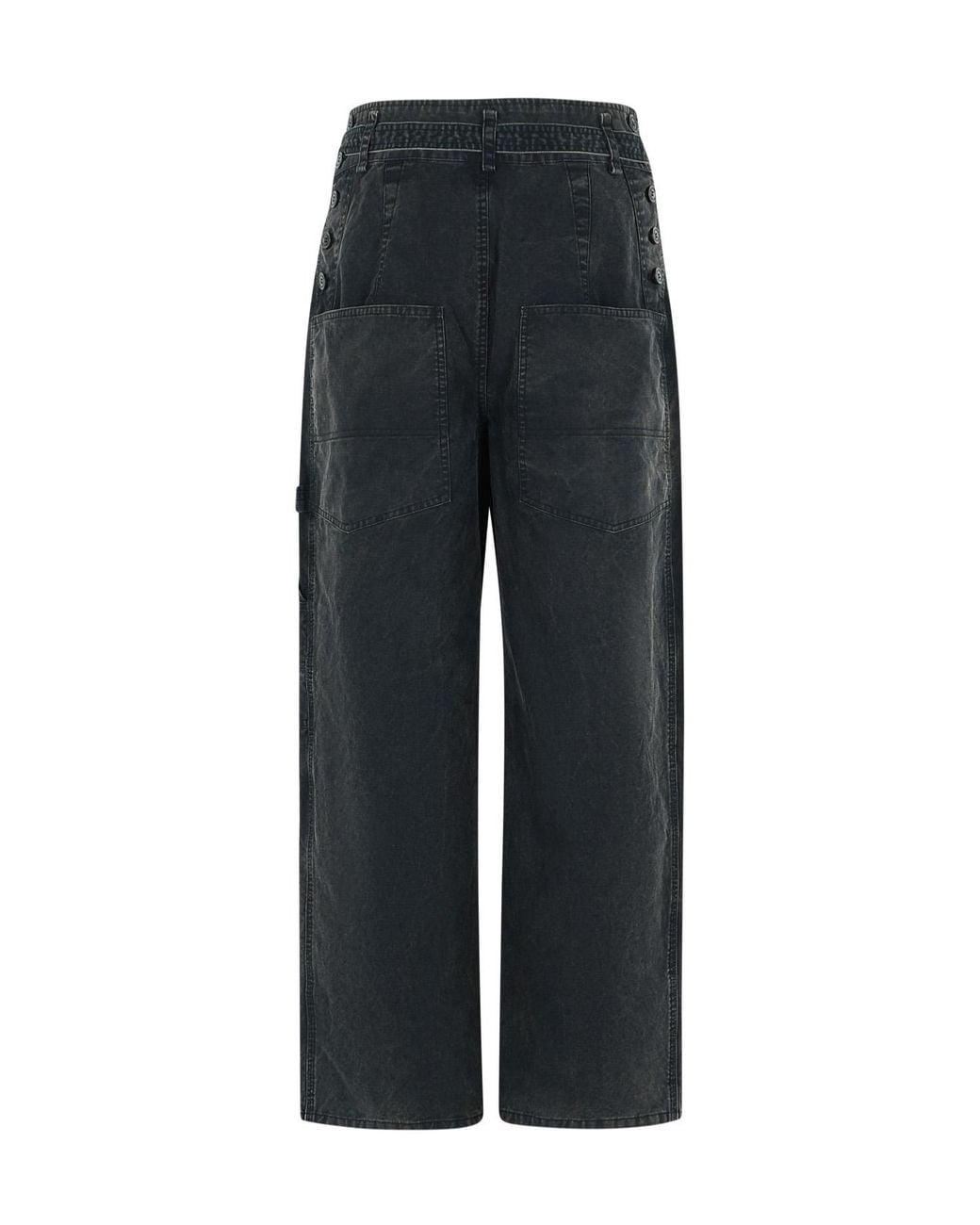 Isabel Marant Black Isabel Marant Étoile Belted Wide-Leg Cargo Trousers