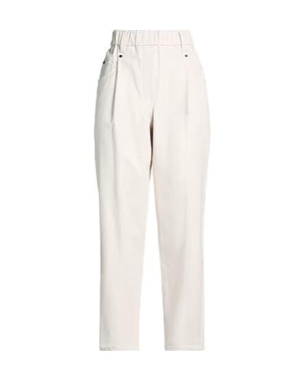 Brunello Cucinelli White High-Waist Slim-Fit Long Trousers