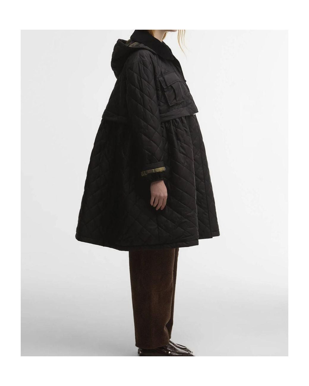Barbour Black X Ganni Quilted Zipped Coat