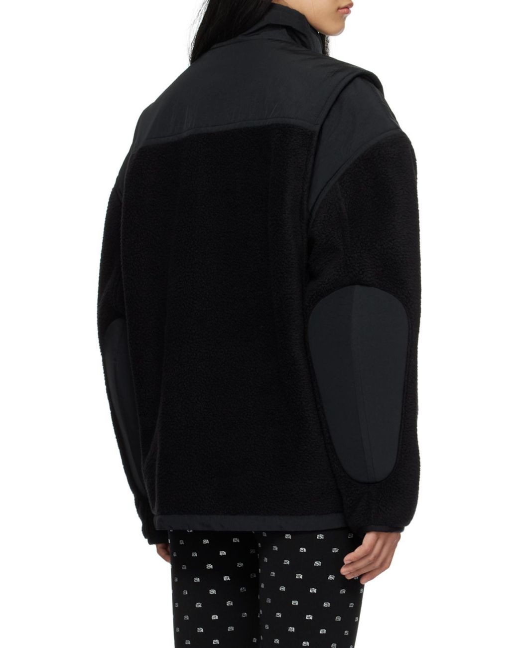 Alexander Wang Black Panelled Zip Fleece Jacket