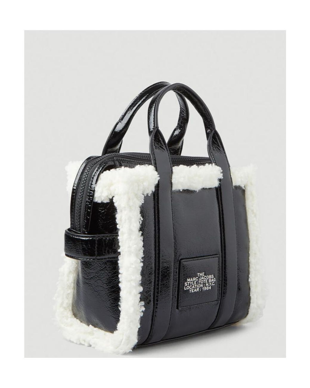 Marc Jacobs White The Crinkle Shearling Mini Tote