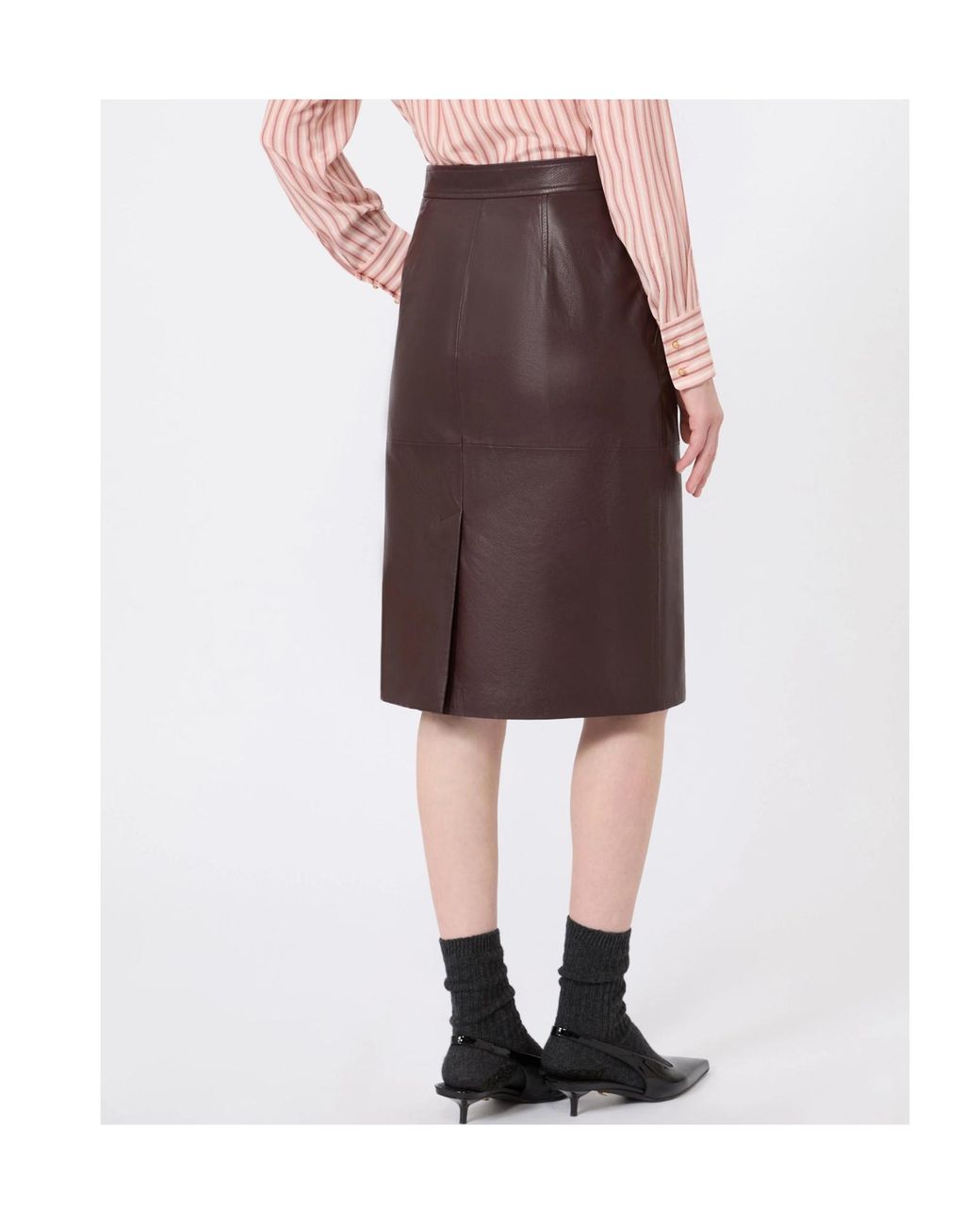 Max Mara Brown Studio Panelled Midi Skirt