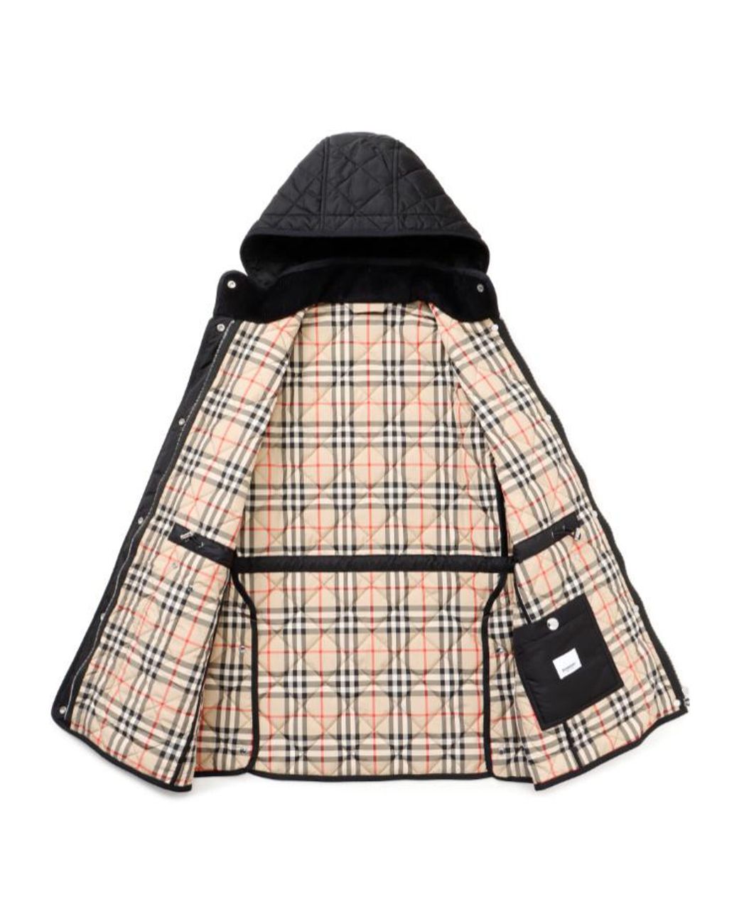 Burberry Black Diamond-Quilted Drawstring Waist Hooded Jacket