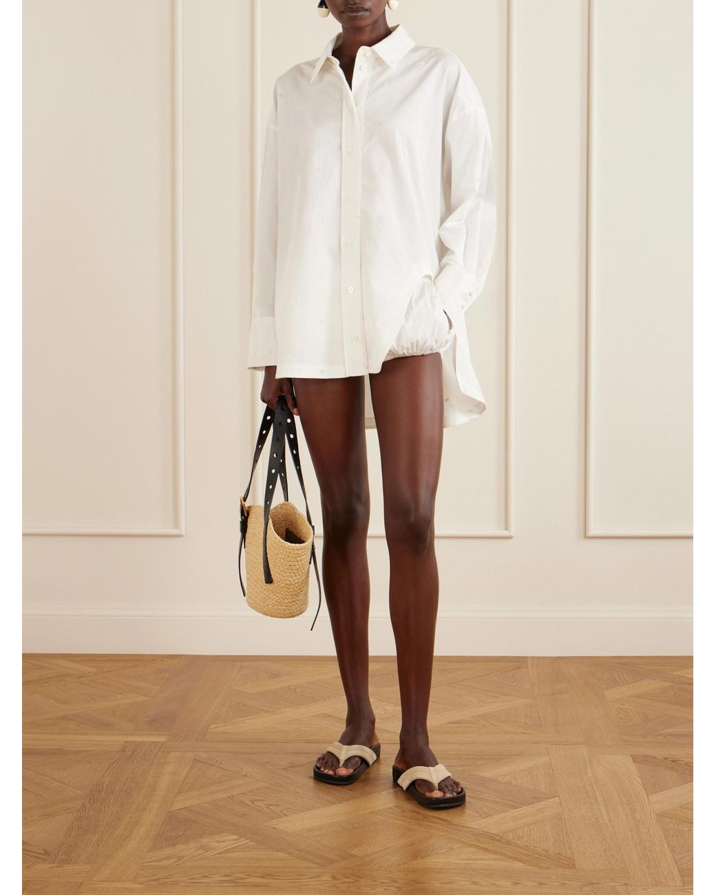 The Attico White Embroidered Shorts