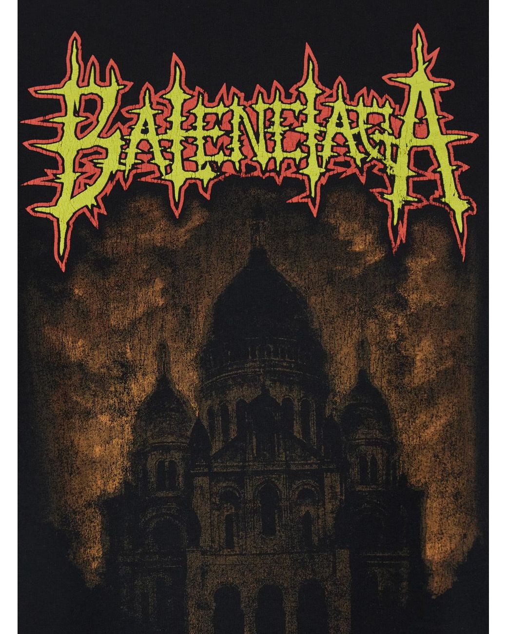 Balenciaga Black Train Graphic Print Layered T-Shirt