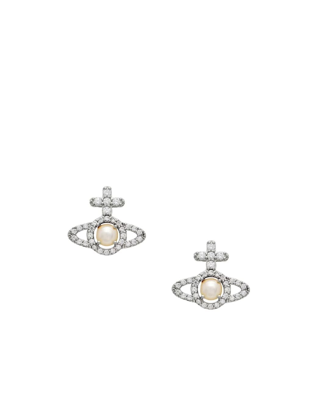Vivienne Westwood White Orb Olympia Earrings