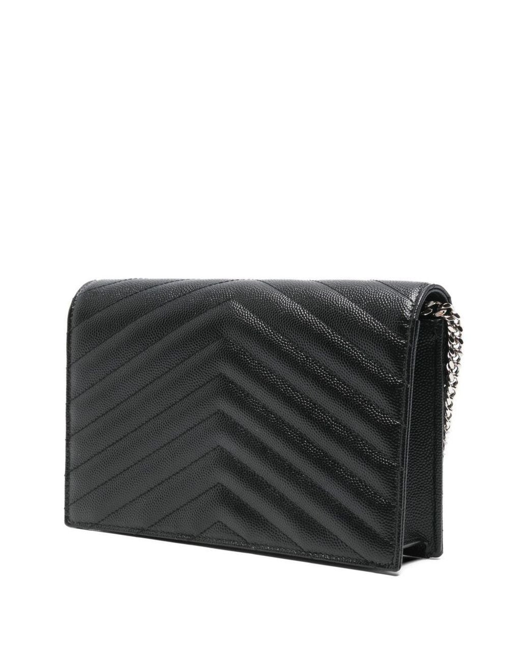 Saint Laurent Black Cassandre Envelope Chain Wallet