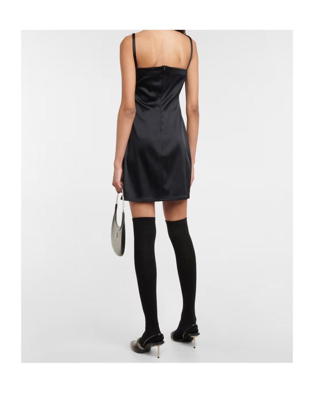 Coperni Black Bustier Top Satin Crêpe Minidress