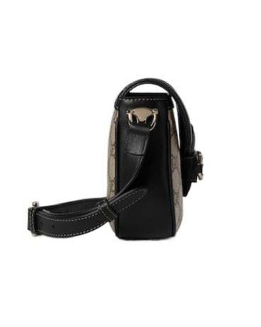 Gucci Black Horsebit 1955 Soft Small Shoulder Bag, Gg Canvas