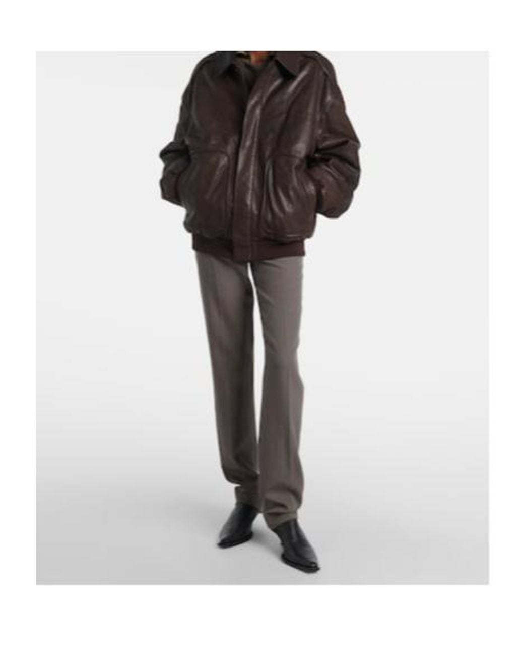 Calvin Klein Brown Johnson Leather Bomber Jacket