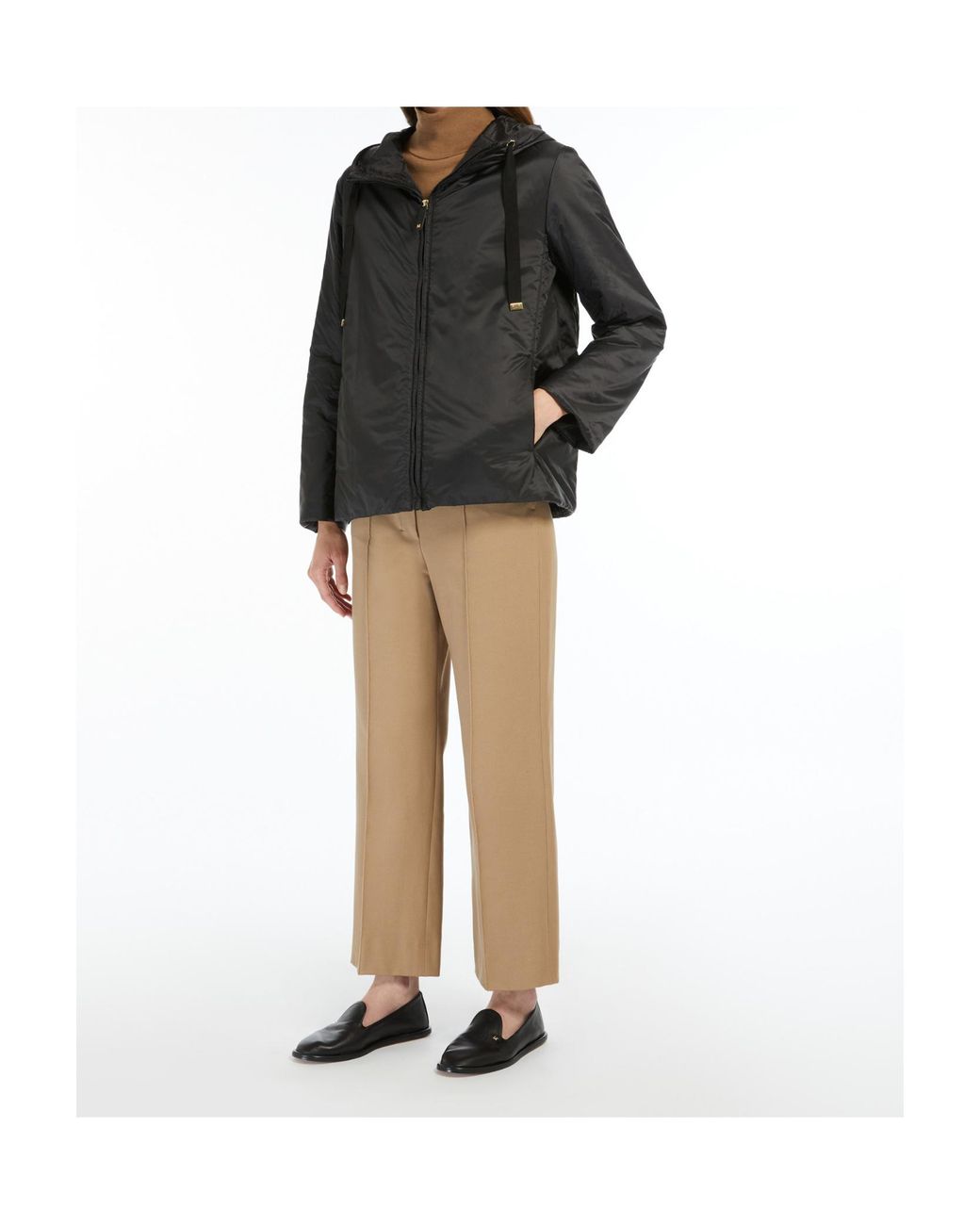 Max Mara Black The Cube Greenh Zip-Up Drawstring Jacket
